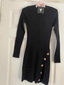 Very Black Long Sleeved Ribbed Dress UK Size 10 / M - Picture 1 of 3
