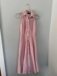 DUCK HEAD Classic XS ärmelloses KLEID rot weiß gestreift Seersucker Fit Flare - Bild 1 von 7
