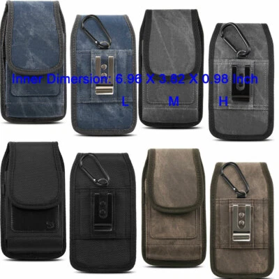 Luxmo Belt Clip Nylon Pouch Cell Phone Case Duty Metal Clip Holster+D Ring Hook - Image 1 of 4