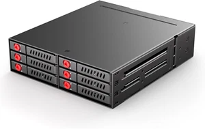 6-Bay SATA HDD/SSD Hot Swap Cage with Cooling Fans for 5.25" Drive Enclosure - Photo 1/10