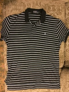 Men's Striped Black And Blue POLO RALPH LAUREN BUTTON DOWN CASUAL SHIRT SIZE L - Picture 1 of 6
