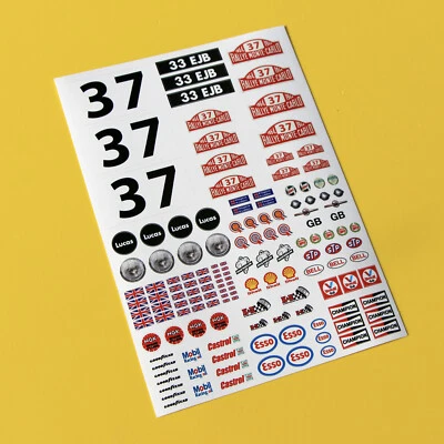 18th scale Mini Monte Carlo '37' Paddy Hopkirk stickers for Diecast or RC Mini