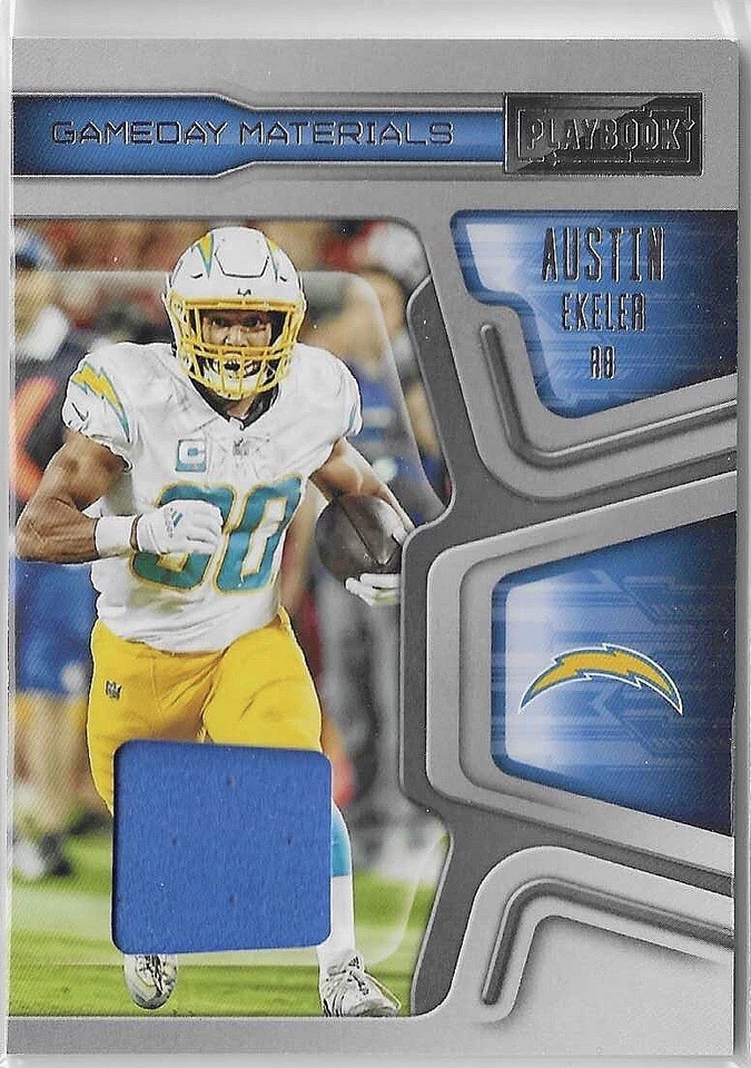 2022 Panini Playbook Austin Ekeler Gameday Materials Jersey Chargers #GM-11 - Image 1 of 2