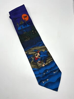 Vintage Hallmark Novelties Men's Halloween Neck Tie Count Dracula Bats Blue - Image 1 of 4