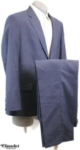Nautica Mens 2 Piece Suit Poly Blend Blue 2 Btn 44R Flat Fronts 41" Waist - Picture 1 of 10