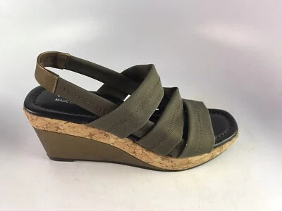 Sandalia de cuña Donald J. Pliner tela verde/corcho dorado para mujer talla 6 M Foto 1 de 4