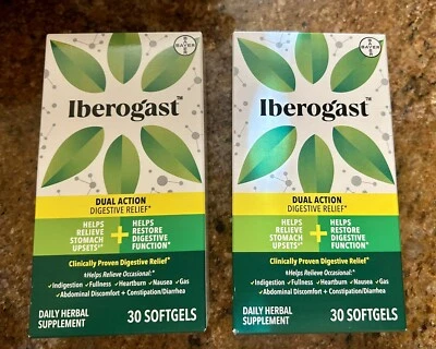 (2 Boxes) Iberogast Dual Action Digestive Relief, Daily Herbal Supp. 60 Softgels - Image 1 of 3