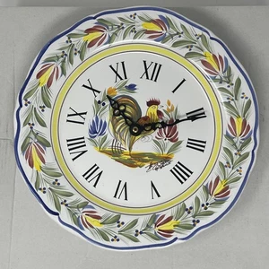 Reloj Henriot Quimper Placa Cerámica Gallo Firmado Francia 10" NUEVO EN CAJA - Imagen 1 de 12