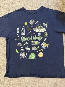 Rick and Morty Youth Large Y2K Vibe T-Shirt Black Graphic Tee Cartoon Network - Picture 1 of 3