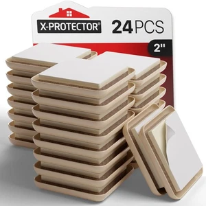 2x2 Furniture Sliders 24 Pc Chair Sliders for Carpet Self-Adhesive Furniture Pad - Picture 1 of 12