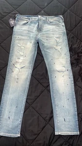 PRPS Mens Size 36 Le Sabre Slim Fit Distressed Stretch Denim Blue Jeans (NWT) - Picture 1 of 4
