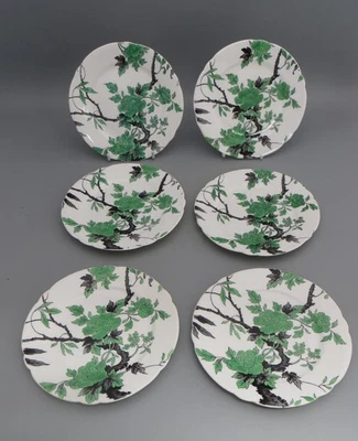 6 x Shelley Ovington Side/Bread Plates 15cm 6" - Green & Black - 10794 - Image 1 of 4