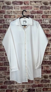 Noisy May Long Sleeve White Skull Cufflinks Cotton Oversized Shirt A Line Size M - Picture 1 of 13