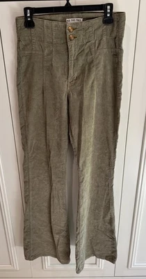 We The Free Women’s 28 Jayde Retro 70s Corduroy Pants Flare Army Green Hippie - Image 1 of 4