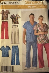 🌻 Blusa Médica y Pantalones Estampados Simplicity 4378 Misses' & Hombre Talla M, L, XL Sin Cortar - Imagen 1 de 2