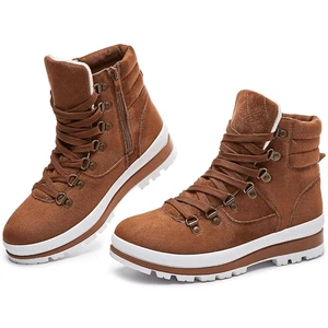 Botas de combate de gamuza sintética marrón talla 8 para mujer botas al tobillo invierno nieve con cordones - Imagen 1 de 16