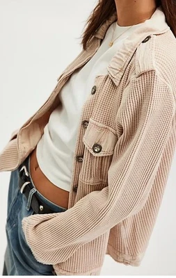 Chaqueta Free People FP One Logan Tostada Bolsillo Buttondown Manga Larga Top Mediana M Foto 1 de 4