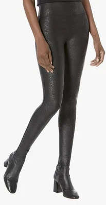 Leggings SPANX Imitación Cuero Laminado Serpiente Negros Para Mujer Talla Mediana Largo Completo Foto 1 de 4