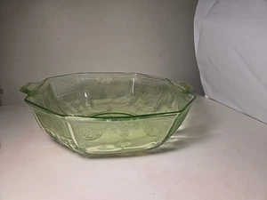 Vintage Anchor Hocking Princess Green Depression Glass  Bowl 1931 With Handles - Picture 1 of 4