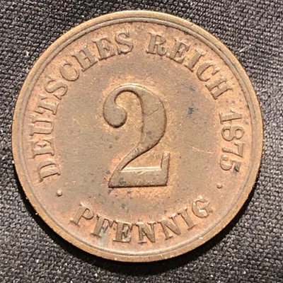 1875-F Germany 2 Pfennig Copper Coin - XF (Extra Fine) condition - Image 1 of 4