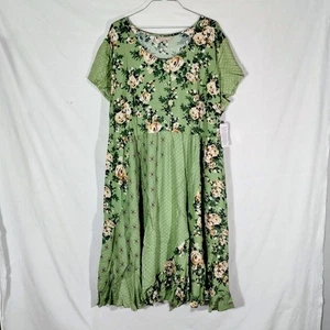 Woman Within Kleid 5X (34W) grün geblümt 100% Viskose weich fließend Grandmacore Boho - Bild 1 von 12