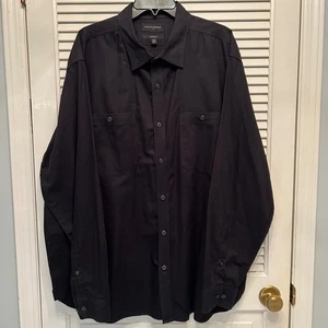 Banana Republic Herren XXL Schwarz Fischgrät Standard Fit Button Down Hemd - Bild 1 von 4