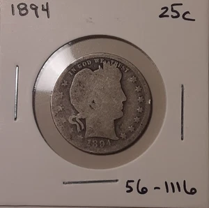 1894 Barber Quarter Philadelphia Mint USA 25c 90% Silber (#56-1116) - Bild 1 von 3
