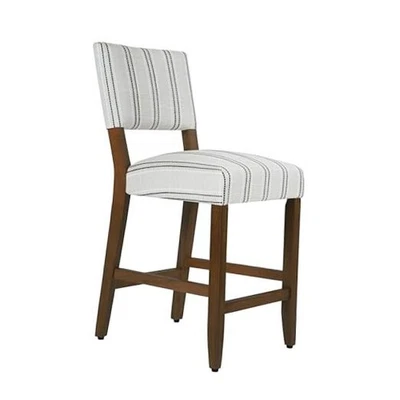  Banqueta de balcão traseira aberta 24"| Home Décor|Tecido 24 polegadas listra preta e branca - Imagem 1 de 4