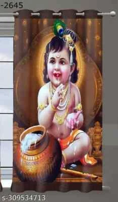Cortina de poliéster con ojales de impresión digital 3D para cortina de uso Pooja Ghar/Mandir Foto 1 de 3