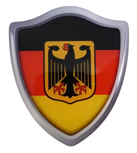 Germany German flag Shield Domed Decal 3D Look edge Emblem Resin sticker 2.6"x3" - Imagen 1 de 3