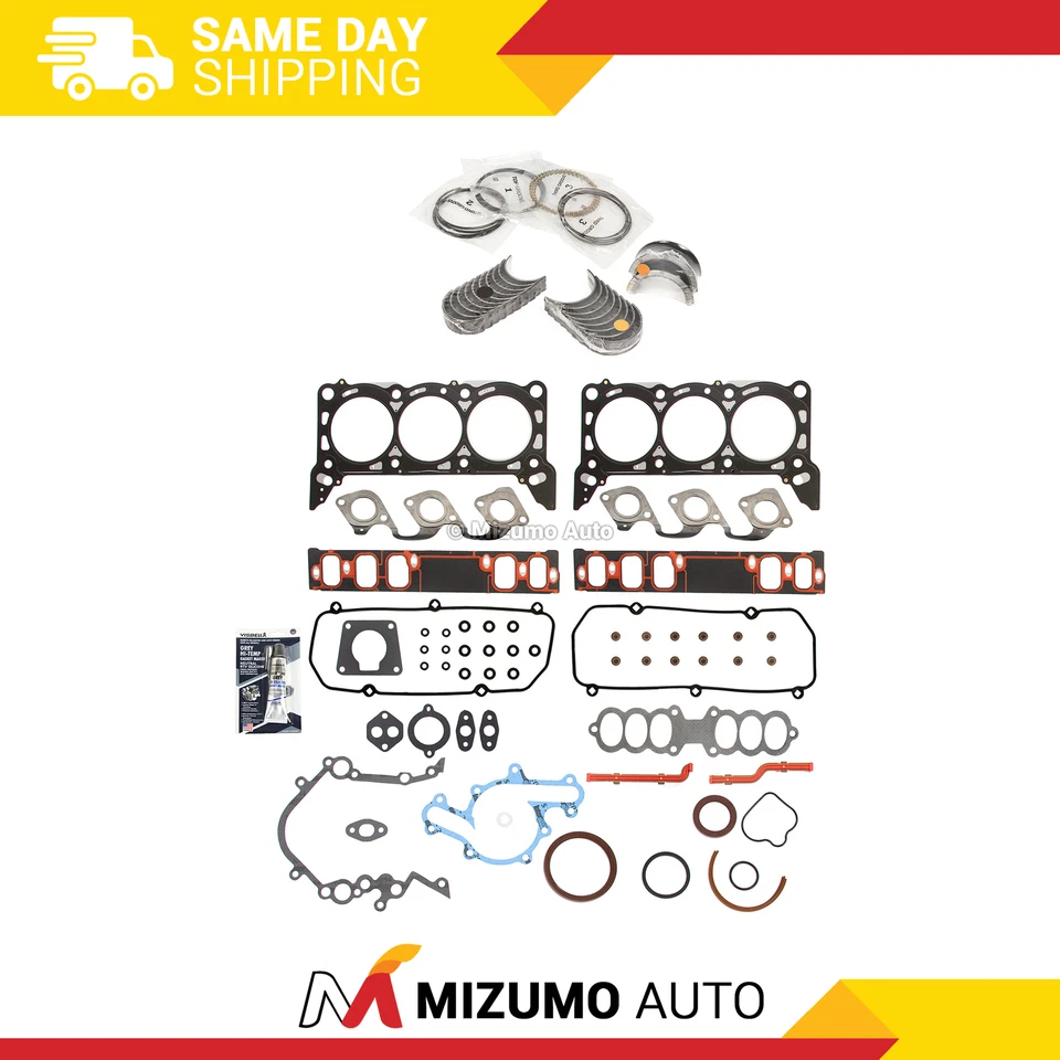 Full Gasket Set Bearings Rings Fit 97-98 Ford Mustang Mercury Cougar 3.8L OHV - Image 1 of 4