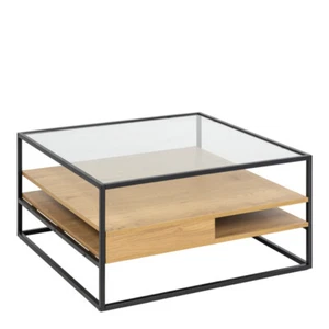 Mesa de centro Randolf | Cuadrada con 2 estantes negro y roble | Entrega rápida en Reino Unido - Imagen 1 de 7
