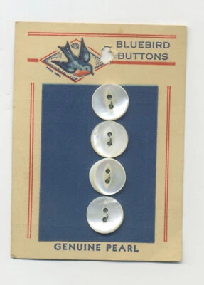 Antique Vintage BLUEBIRD BUTTONS GENUINE PEARL New on Card - Image 1 of 2
