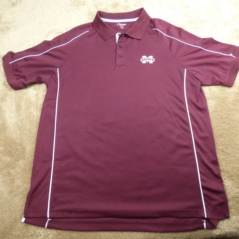 Mississippi State Bulldogs Polo Shirt Adult XXL Maroon Football Mens 4.4* Cover