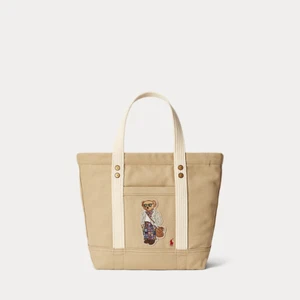 Polo Ralph Lauren Bear Tote Bag Small Zip Canvas Tan Brown BNWT RRP £210 - Picture 1 of 5