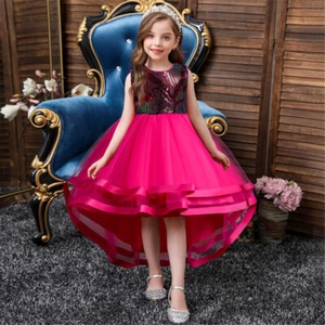 Princess Kids Flower Girls Dress Evening Wedding Bridesmaid Party High Low Gown - Picture 1 of 28