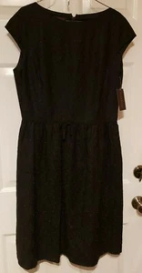 Abito tubino donna Anne Klein nero lino senza maniche foderato taglia 12 nuovo con etichetta $170 - Foto 1 di 12