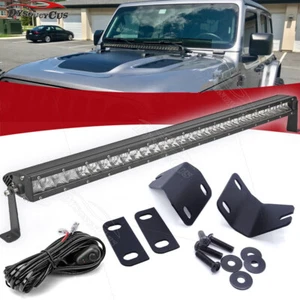For 18-25 Jeep Wrangler JL 31'' LED Light Bar Hood Hinge Mount Wiring Combo Kit - Picture 1 of 9