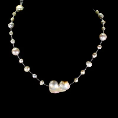 Halskette Barock Perle 30x22mm Edelstein Schmuck 64.8cm - Bild 1 von 4