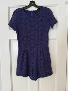 Romeo + Juliet Couture Navy Blue Lace FULLY LINED Romper Medium EUC - Picture 1 of 11