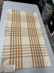 NEW 20x34 Striped Rectangle Woven Indoor Accent Rug Yellow/Gold Threshold Cotton - Picture 1 of 4