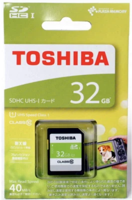 Toshiba SDHC card 32GB Class10 UHS-I compliant (max. transfer rate 40MB/s) F/S - Image 1 of 3