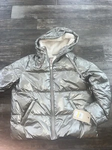 Levi's Women's Hooded Puffer Jacket Faux Fur Lined MSRP $180 Size Medium Gray F1 - Picture 1 of 9