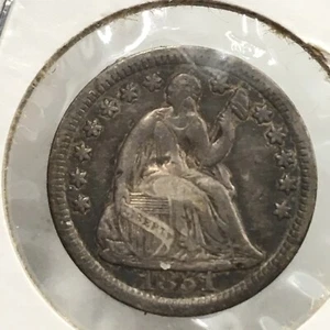 Media moneda de diez centavos libertad sentada 1851 circulada sin limpiar - Imagen 1 de 6