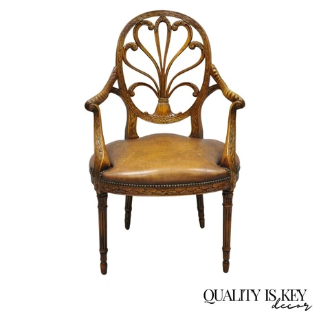 Theodore Alexander Neoclassical Regency Style Carved Open Back Arm Chair Cover