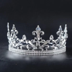 Corona redonda de metal King completa estrás austriaco teatro medieval imperial C188 - Imagen 1 de 8