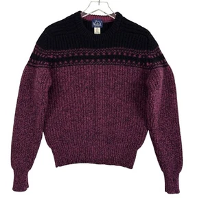 Vintage 80s Woolrich Highland Fair Isle Nordic Wool Sweater Mens Black Size M - Picture 1 of 9
