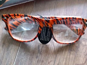 Tiger Exotic Reto Glam Rock 70s 80s Glasses Specs Frames Eyewear Fancydress - Picture 1 of 2