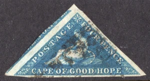 Cape of Good Hope 1853, SG 4, 4d Dp Blue Triangle, slightly blued paper, CV £170 - Picture 1 of 2