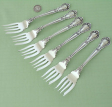 SIX 6 Old Mark GORHAM Sterling Silver CHANTILLY Indiv FISH FORK no scroll 5 7/8"